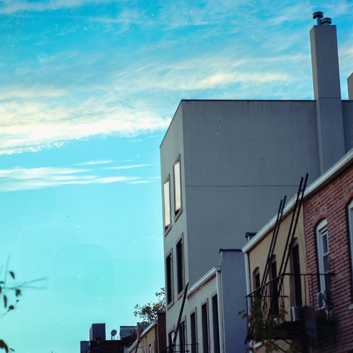 City buildings with blue sky